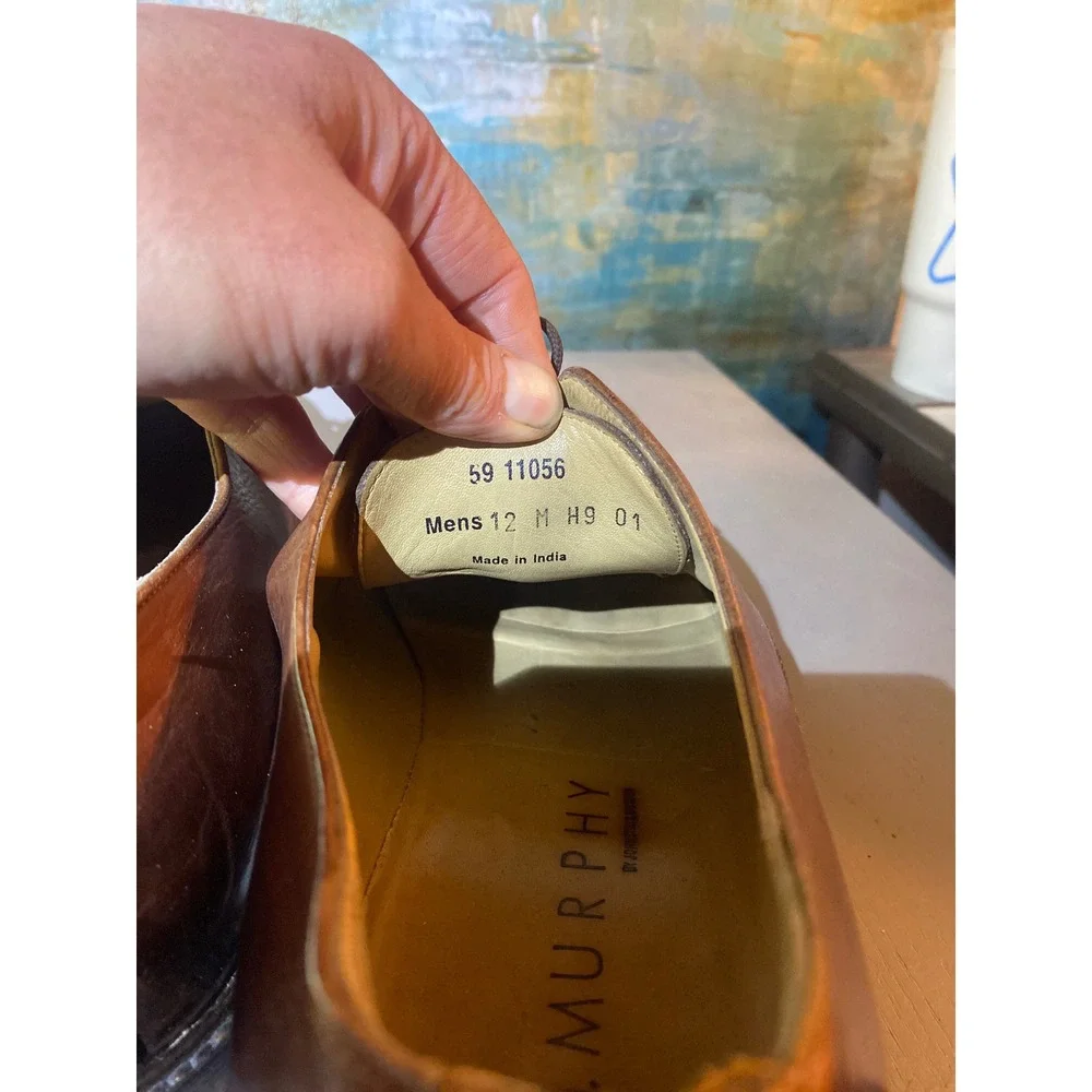 Johnston & Murphy J.M. 1850 Mens 12 M Tan‎ Leather Cap Toe Oxford Shoes 59-11056